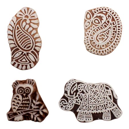 Set of 4 Piece New Mix Wooden Printing Block